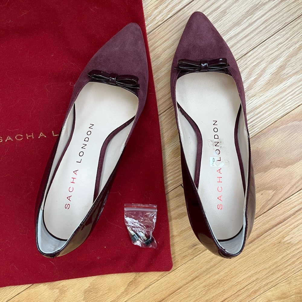 Sacha London Suède Leather Burgundy Pumps with Bow
